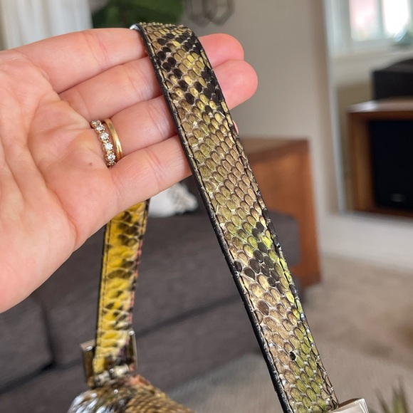 SOLD FENDI Rare Baguette Vintage Mirror Python Karl Lagerfeld Embellished - Picture 12 of 17